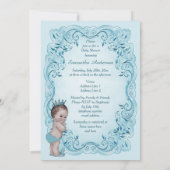 Blauw  Baby shower Kaart (Achterkant)