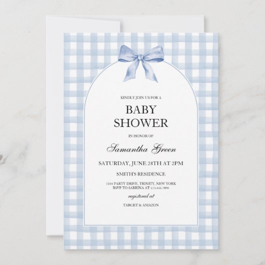 Blauw Baby shower Kaart (Voorkant)