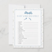 Blauw Baby shower Lente Bloemen Woord Scramble Notitiekaartje (Voorkant)