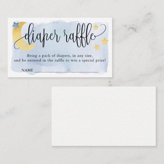 Blauw Baby shower luierroffel over de maan Informatiekaartje (Voorkant / Achterkant)