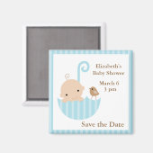 Blauw Baby shower Magneet (Voorkant / Achterkant)
