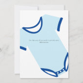 BLAUW BABY SHOWER MET BABY FLESINVITATIE KAART (Achterkant)
