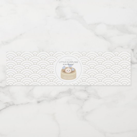 Blauw Baby shower met duplo Waterfles Etiket (Enkel label)