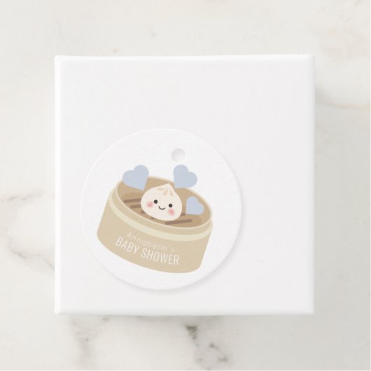 Blauw Baby shower met duplusje bedankt Bedankjes Labels (In situ)