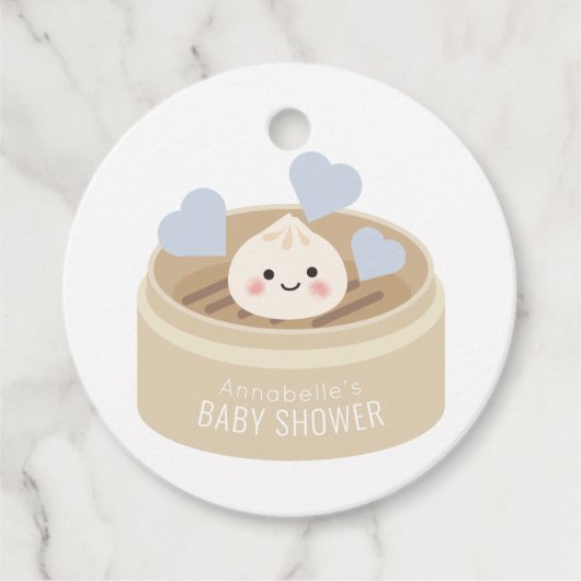 Blauw Baby shower met duplusje bedankt Bedankjes Labels (Voorkant)