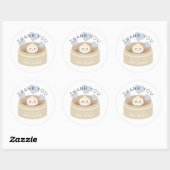 Blauw Baby shower met duplusje bedankt Ronde Sticker (Vel)