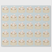 Blauw Baby shower met kleine dupling Cadeaupapier (Vlak)