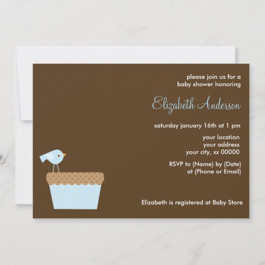 Blauw Baby shower met lijnbakken Kaart (Achterkant)