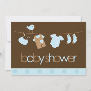 Blauw Baby shower met lijnbakken Kaart
