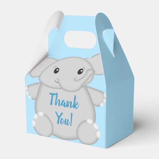Blauw Baby shower met olifant Bedankdoosjes (Voorkant Zijde)