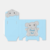Blauw Baby shower met olifant Bedankdoosjes (Uitgevouwen)