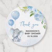 Blauw Baby shower met olifant Bedankjes Labels (Voorkant)