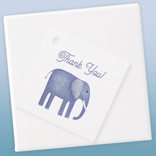 Blauw Baby shower met olifant Bedankjes Labels