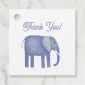 Blauw Baby shower met olifant Bedankjes Labels (Voorkant)
