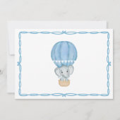 Blauw Baby shower met olifant Bedankkaart (Achterkant)