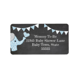 Blauw Baby shower met olifant Etiket
