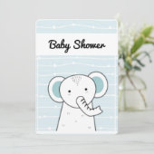 Blauw Baby shower met olifant Kaart (Staand voorkant)