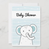 Blauw Baby shower met olifant Kaart (Voorkant)
