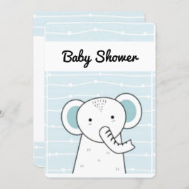 Blauw Baby shower met olifant Kaart