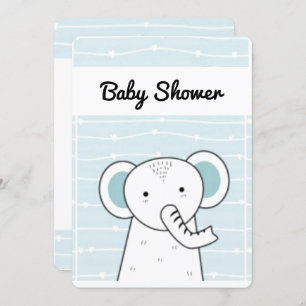Blauw Baby shower met olifant Kaart