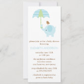 Blauw Baby shower met olifant Kaart (Voorkant)