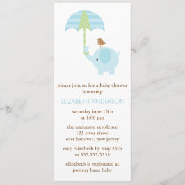 Blauw Baby shower met olifant Kaart