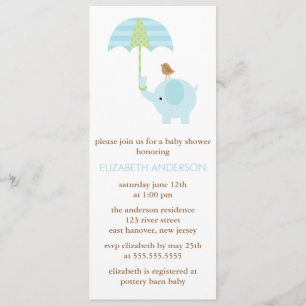 Blauw Baby shower met olifant Kaart