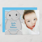 Blauw Baby shower met olifant Kaart (Voorkant / Achterkant)