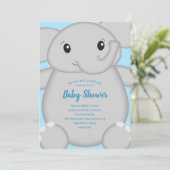 Blauw Baby shower met olifant Kaart (Staand voorkant)