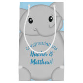 Blauw Baby shower met olifant Klein Cadeauzakje (Voorkant)