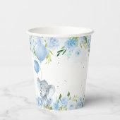 Blauw Baby shower met olifant Papieren Bekers (Achterkant)
