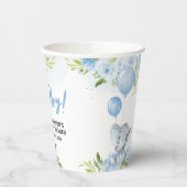 Blauw Baby shower met olifant Papieren Bekers (Links)