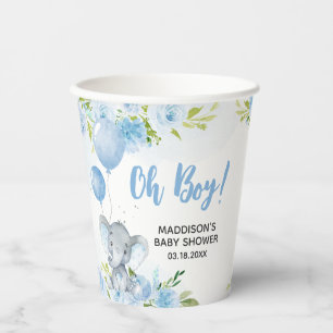 Blauw Baby shower met olifant Papieren Bekers
