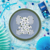 Blauw Baby shower met olifant Papieren Bordje (Feest)