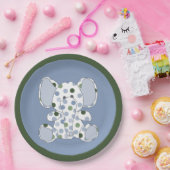 Blauw Baby shower met olifant Papieren Bordje (Feest)
