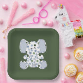 Blauw Baby shower met olifant Papieren Bordje (Feest)