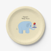 Blauw Baby shower met olifant Papieren Bordje (Voorkant)