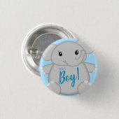 Blauw Baby shower met olifant Ronde Button 3,2 Cm (Voorkant /achterkant)