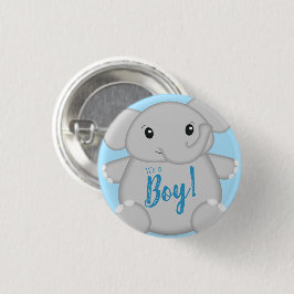 Blauw Baby shower met olifant Ronde Button 3,2 Cm