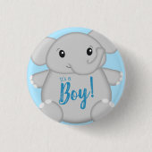 Blauw Baby shower met olifant Ronde Button 3,2 Cm (Voorkant)