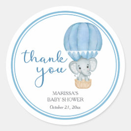 Blauw Baby shower met olifant Ronde Sticker