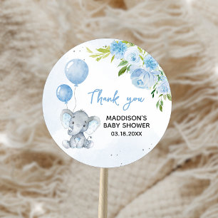 Blauw Baby shower met olifant Ronde Sticker