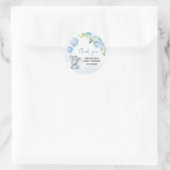 Blauw Baby shower met olifant Ronde Sticker (Tas)