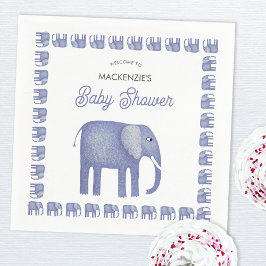 Blauw Baby shower met olifant Servet