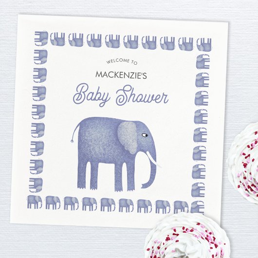 Blauw Baby shower met olifant Servet