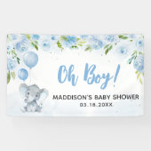Blauw Baby shower met olifant Spandoek (Horizontaal)