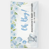 Blauw Baby shower met olifant Spandoek (Verticaal)