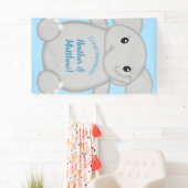 Blauw Baby shower met olifant Spandoek (Insitu)