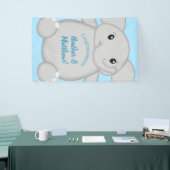 Blauw Baby shower met olifant Spandoek (Beurs)