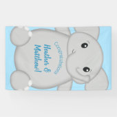 Blauw Baby shower met olifant Spandoek (Horizontaal)